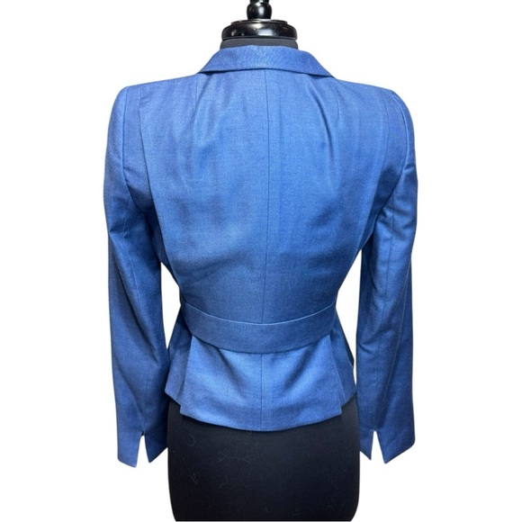 Akris Blue Cashmere Silk Blend Tailored Blazer Swiss Luxury Minimalist Size 6 - Picture 4 of 11